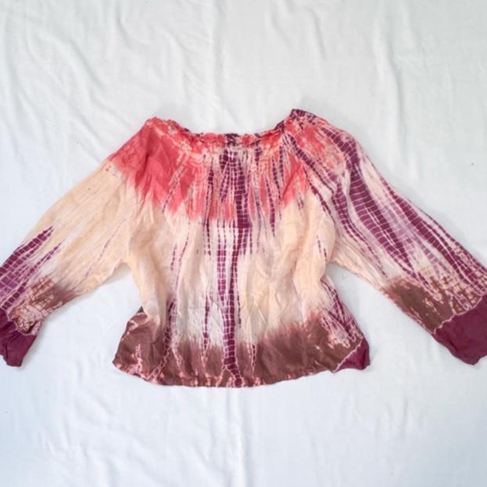 Vintage Old Navy Silk Tie Dye whimsy Blouse Womens Size XL - Picture 3 of 7
